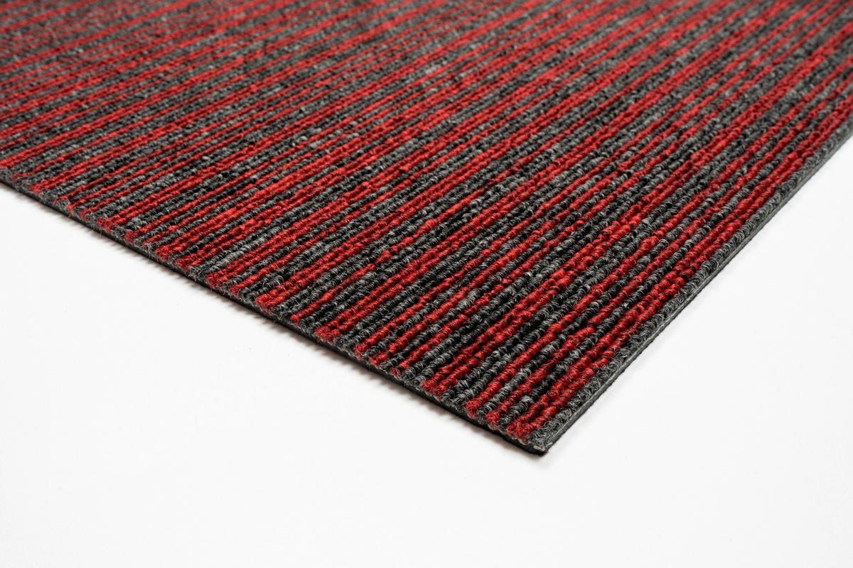 TEPPICHFLIESE Astra Stripe 420 50/50 cm in Grau, Rot  - Rot/Grau, Basics, Textil (50/50cm)