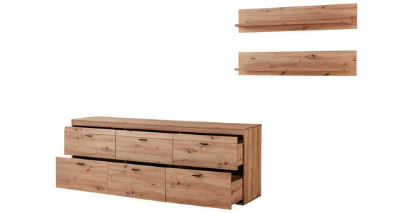 WOHNWAND  in Eiche Artisan  310/167,1/43,6 cm  - Anthrazit/Eiche Artisan, KONVENTIONELL, Holzwerkstoff/Kunststoff (310/167,1/43,6cm) - Xora