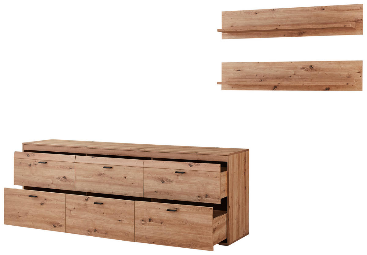 WOHNWAND  in Eiche Artisan  310/167,1/43,6 cm  - Anthrazit/Eiche Artisan, KONVENTIONELL, Holzwerkstoff/Kunststoff (310/167,1/43,6cm) - Xora