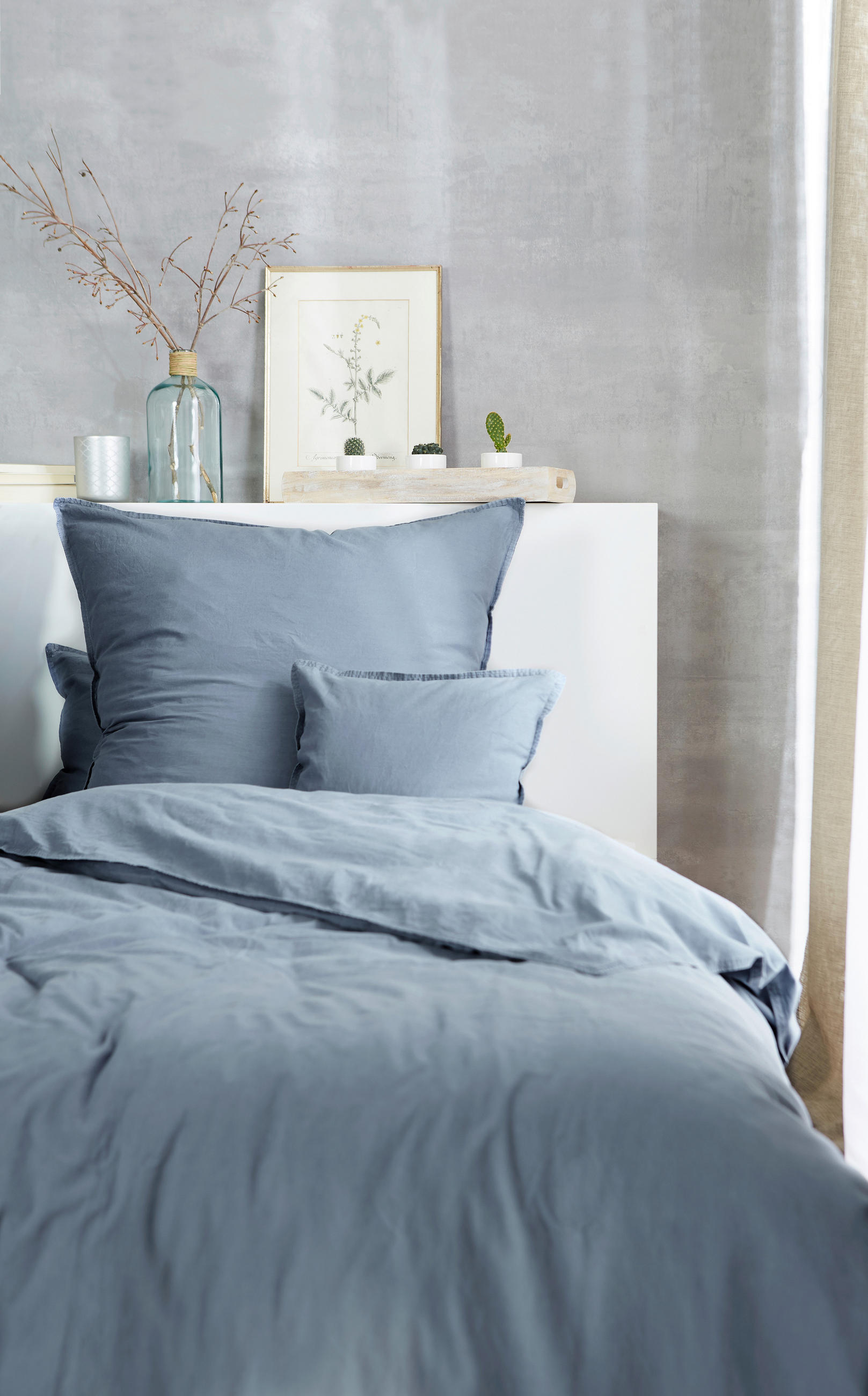 Thumbnail - Bettwäsche, Blau, Textil, Uni, 240x220 cm, Oeko-Tex® Standard 100, pflegeleicht, atmungsaktiv, Schlaftextilien, Bettwäsc...