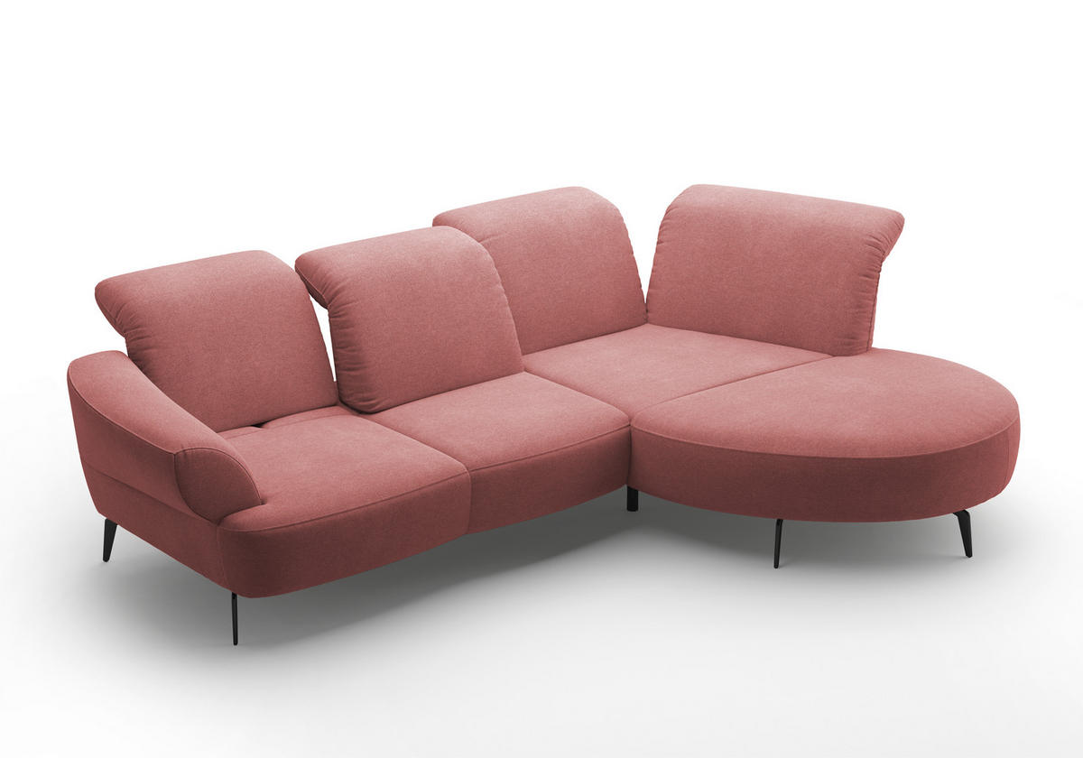 ECKSOFA DANCE E Altrosa Mikrofaser  - Schwarz/Altrosa, MODERN, Textil/Metall (313/208cm) - Sit & More