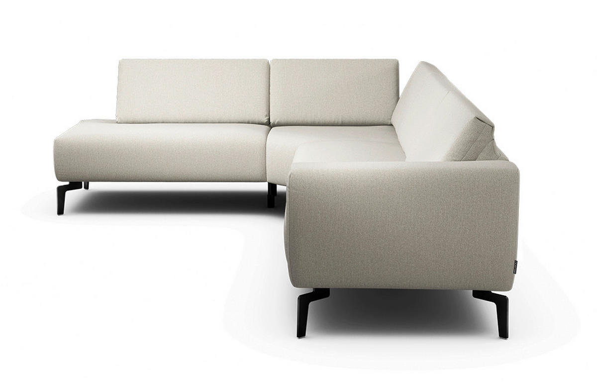 ECKSOFA Cosy Sandfarben, Naturfarben Chenille  - Sandfarben/Schwarz, Design, Textil/Metall (213/296cm) - SENSOO