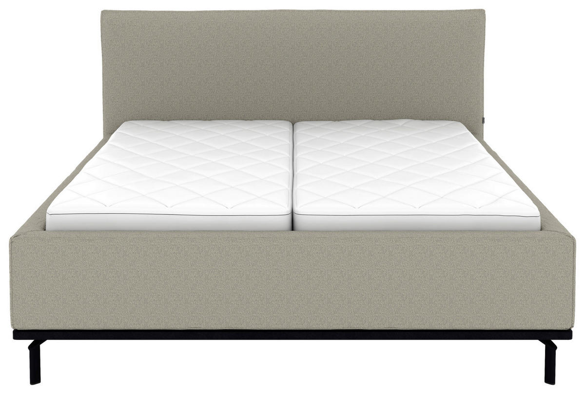 POLSTERBETT 180/200 cm,  in Hellgrau, Matratze, Lattenrost, Bettkasten, H2 + H2 = mittel  - Hellgrau/Graphitfarben, Design, Holz/Textil (180/200cm) - Musterring