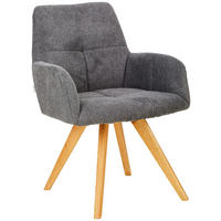 ŽIDLE S PODRUČKAMI, tkaná látka, antracitová - barvy dubu/antracitová, Konvenční, dřevo/textil (62/87,5/68,5cm) - Linea Natura