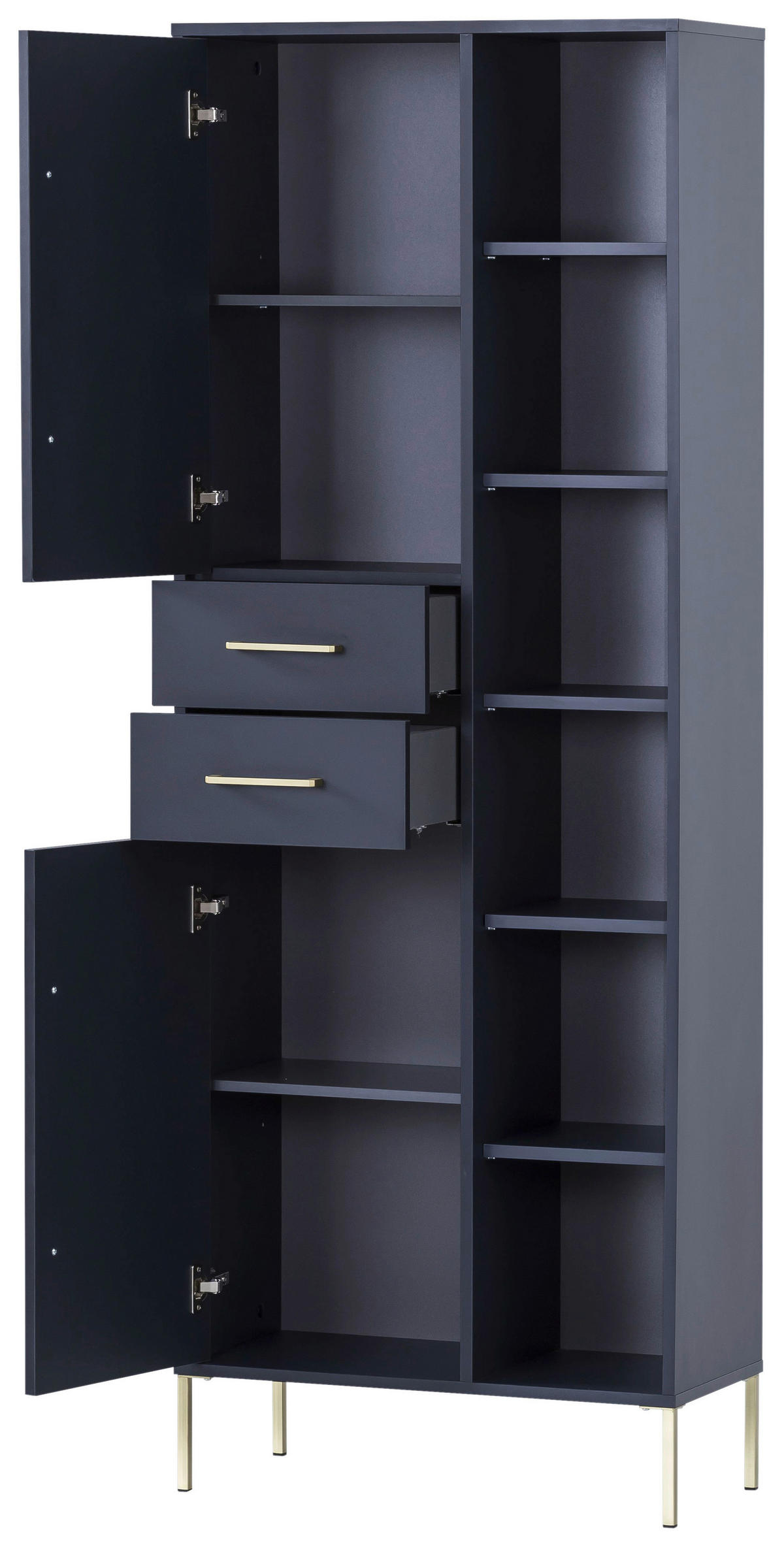 HOCHSCHRANK 67,1/184,3/33,1 cm  - Goldfarben/Dunkelblau, MODERN, Holzwerkstoff/Metall (67,1/184,3/33,1cm) - Stylife