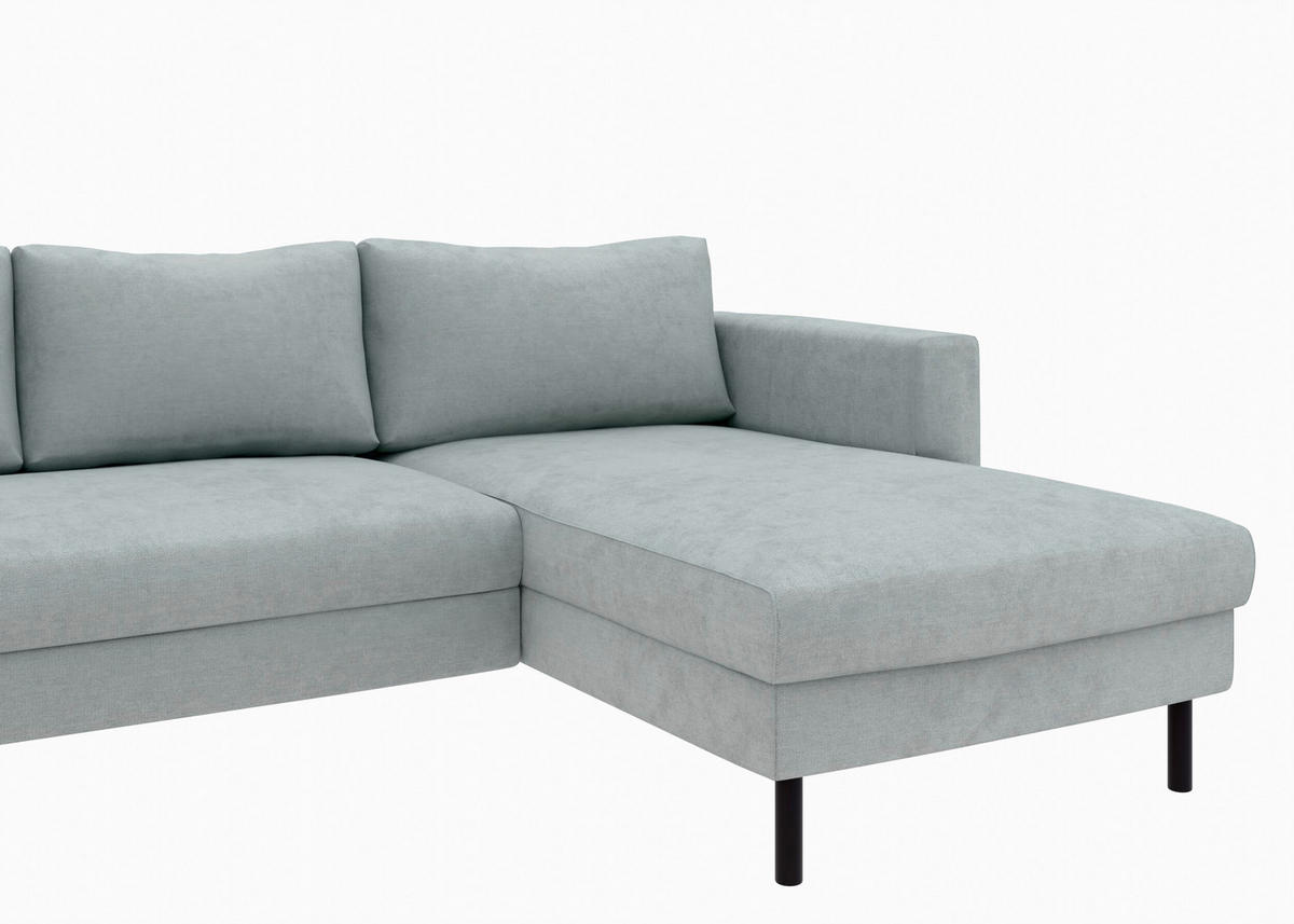 WOHNLANDSCHAFT Grau Struktur  - Schwarz/Grau, MODERN, Textil/Metall (161/306/161cm) - Trendmanufaktur