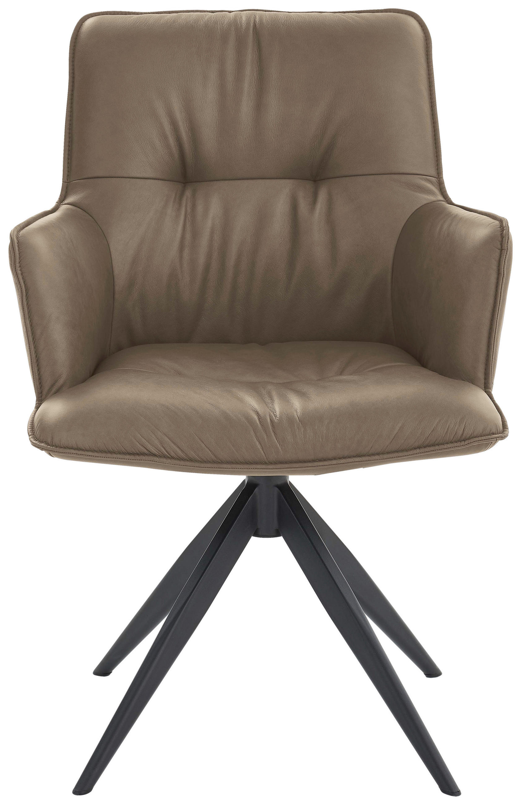 ARMLEHNSTUHL  in Eisen Echtleder pigmentiert  - Taupe, Design, Leder/Metall (59/89/63cm) - Dieter Knoll