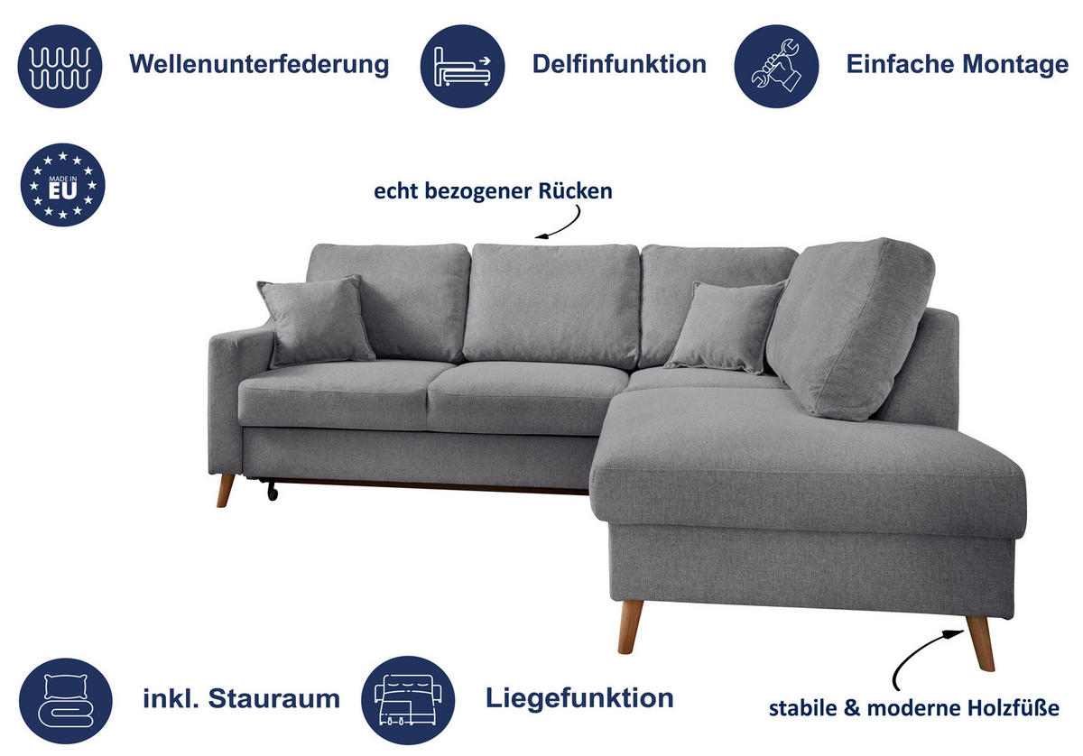 ECKSOFA in Cord Beige  - Beige/Naturfarben, Modern, Holz/Textil (200/230cm) - Livetastic