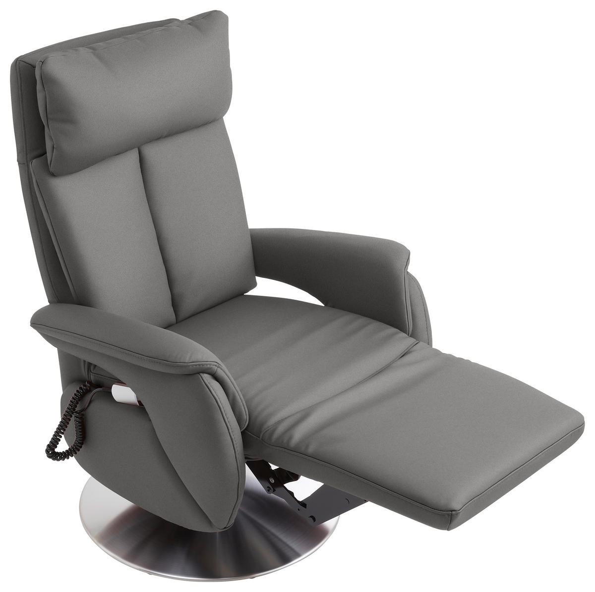 RELAXSESSEL in Leder Grau  - Edelstahlfarben/Grau, Konventionell, Leder/Metall (78/110/81cm) - Cantus
