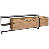 LOWBOARD Novara  in 246/78/50 cm  - Eichefarben/Schwarz, Natur, Glas/Holz (246/78/50cm) - Valnatura