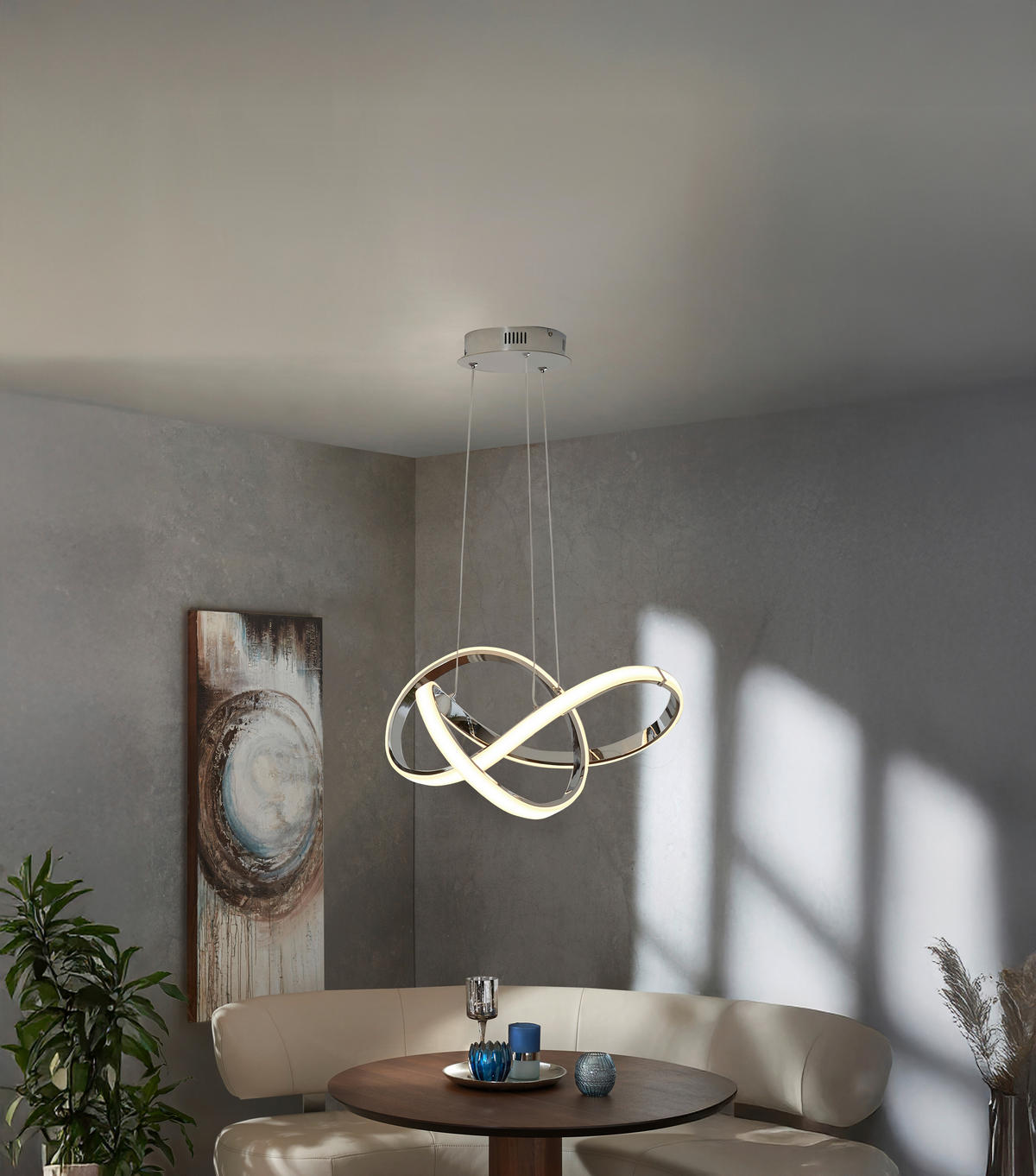 LAMPĂ SUSPENDATĂ CU LED 55/150 cm  - culoare crom, Design, plastic/metal (55/150cm) - Dieter Knoll