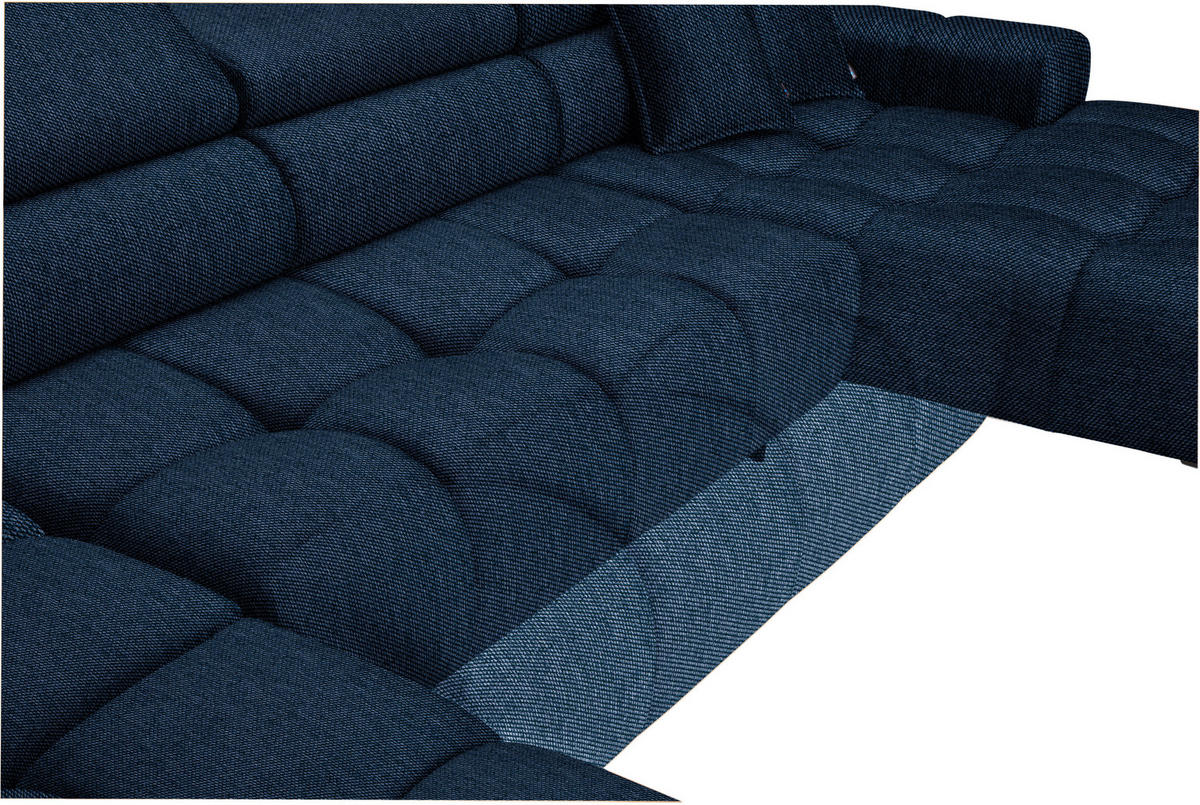 WOHNLANDSCHAFT in Webstoff Dunkelblau  - Schwarz/Dunkelblau, Design, Textil/Metall (216/385/177cm) - Welnova
