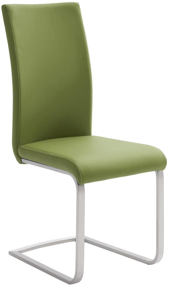SCHWINGSTUHL  in Edelstahl Lederlook  - Edelstahlfarben/Creme, Design, Textil/Metall (42/102/58cm) - Novel