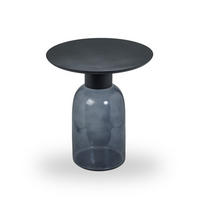 BEISTELLTISCH 50/50/55 cm Mangoholz Hartholz Grau, Schwarz rund  - Schwarz/Grau, Basics, Glas/Holz (50/50/55cm) - MID.YOU