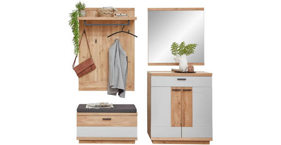GARDEROBE in 195/197/38 cm - Wildeiche/Hellgrau, Design, Glas/Holz (195/197/38cm) - Novel