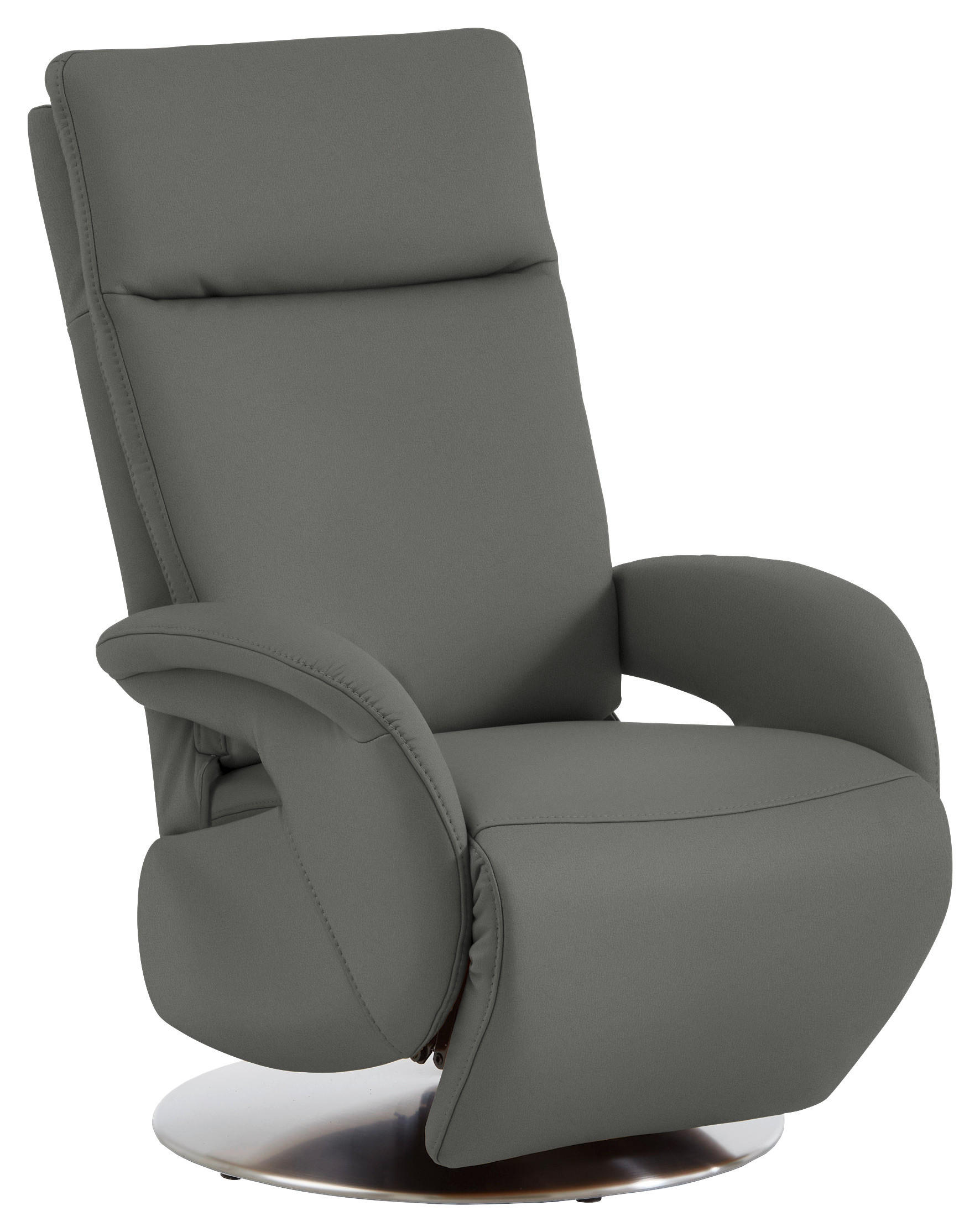 RELAXSESSEL in Leder Dunkelgrau  - Edelstahlfarben/Dunkelgrau, Design, Leder/Metall (70/108/80cm) - Cantus