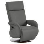 RELAXSESSEL in Leder Dunkelgrau  - Edelstahlfarben/Dunkelgrau, Design, Leder/Metall (70/108/80cm) - Cantus