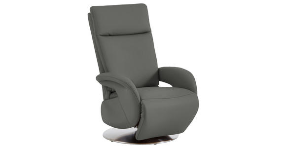 RELAXSESSEL in Leder Dunkelgrau - Edelstahlfarben/Dunkelgrau, Design, Leder/Metall (70/108/80cm) - Cantus