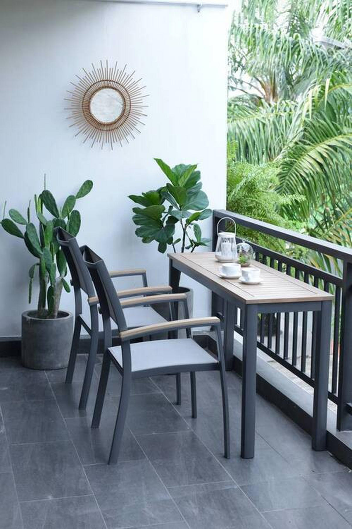 MIZA ZA BALKON les, kovina antracit, barve lesa evkaliptusa  - barve lesa evkaliptusa/antracit, Design, kovina/les (137/43/75cm) - Ambia Garden