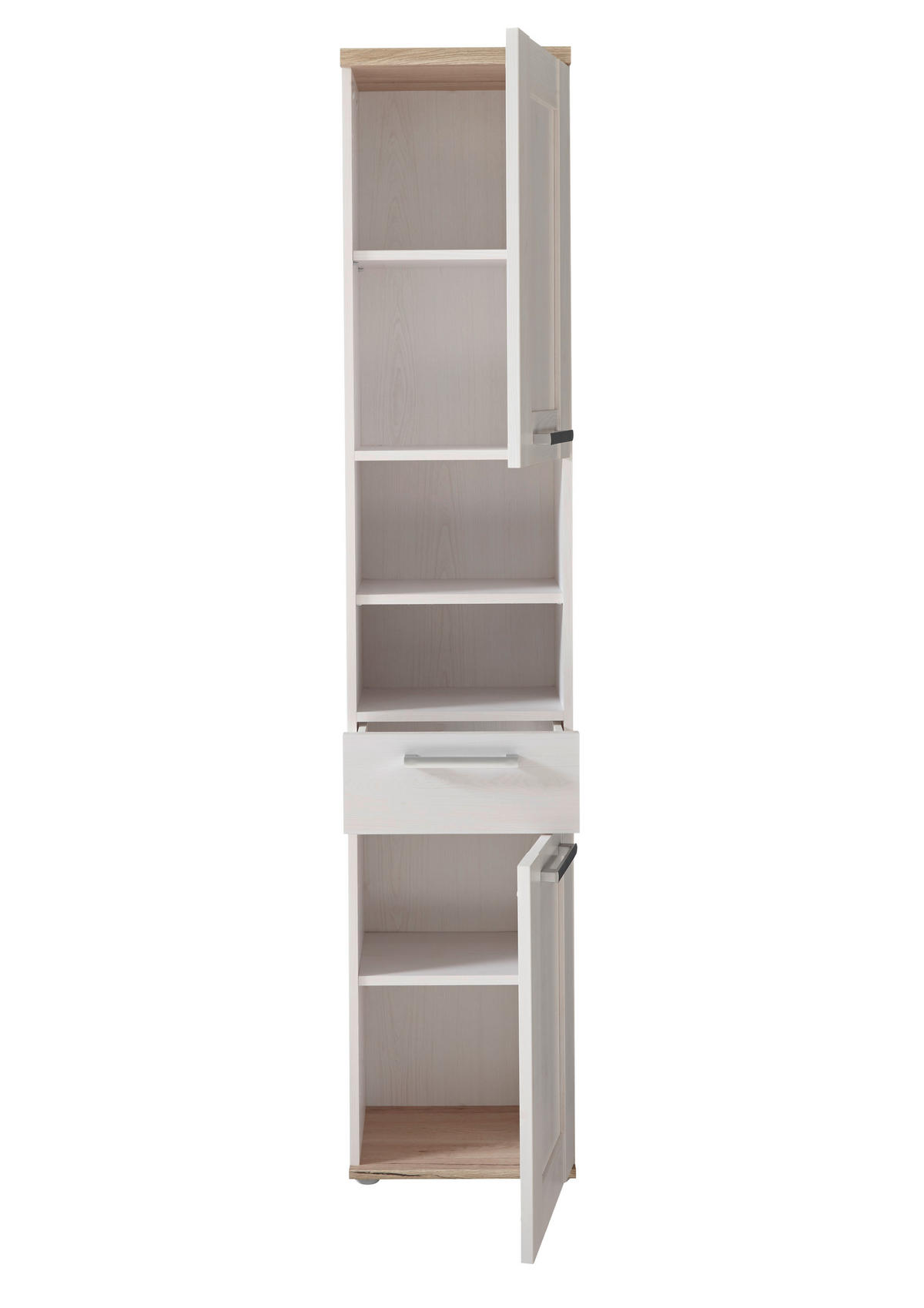 VYSOKÁ SKRINKA, farba smrekovca, farba smrekovca, dub San Remo, 38/190/32 cm - farba smrekovca/sivá, Konventionell, kompozitné drevo/plast (38/190/32cm) - Landscape