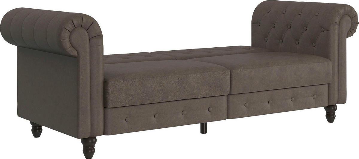 SCHLAFSOFA FIRENZE in Mikrofaser Dunkelbraun Vintage, Skandinavisch, Modern  - Dunkelbraun/Schwarz, Basics, Holz/Textil (236/83/87cm) - Livetastic