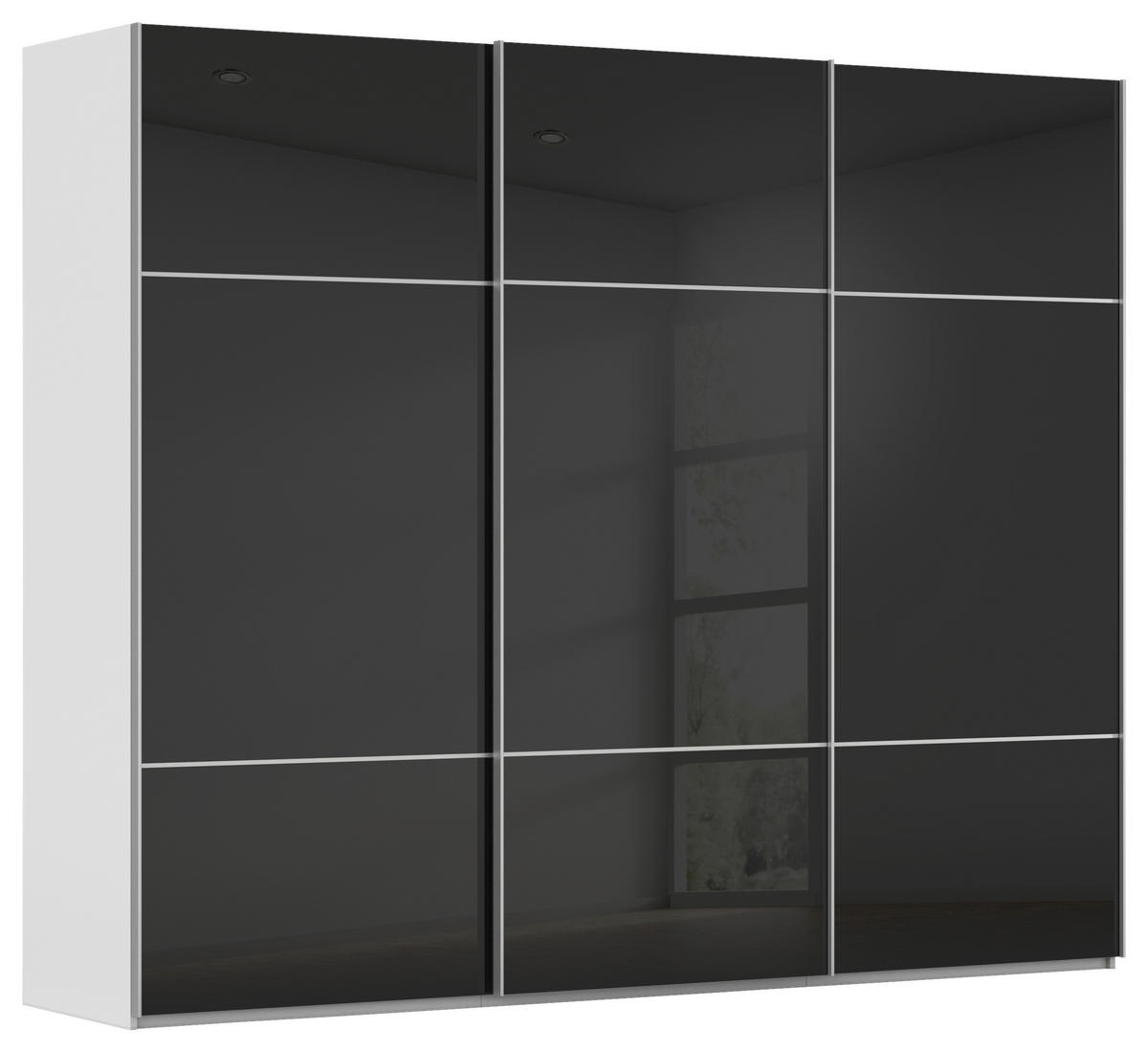 SCHWEBETÜRENSCHRANK in Grau, Schwarz  - Alufarben/Schwarz, Konventionell, Glas/Holzwerkstoff (271/223/68cm) - Novel
