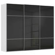 SCHWEBETÜRENSCHRANK 301/223/68 cm 3-türig Grau, Schwarz  - Alufarben/Schwarz, KONVENTIONELL, Glas/Holzwerkstoff (301/223/68cm) - Novel