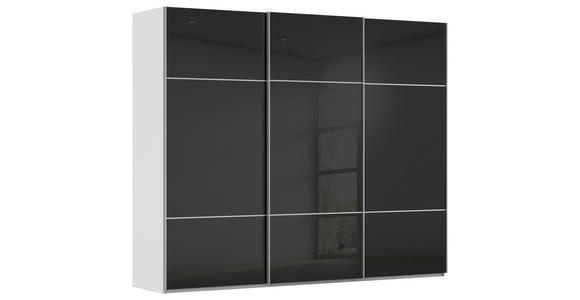 SCHWEBETÜRENSCHRANK 301/223/68 cm 3-türig Grau, Schwarz - Alufarben/Schwarz, KONVENTIONELL, Glas/Holzwerkstoff (301/223/68cm) - Novel
