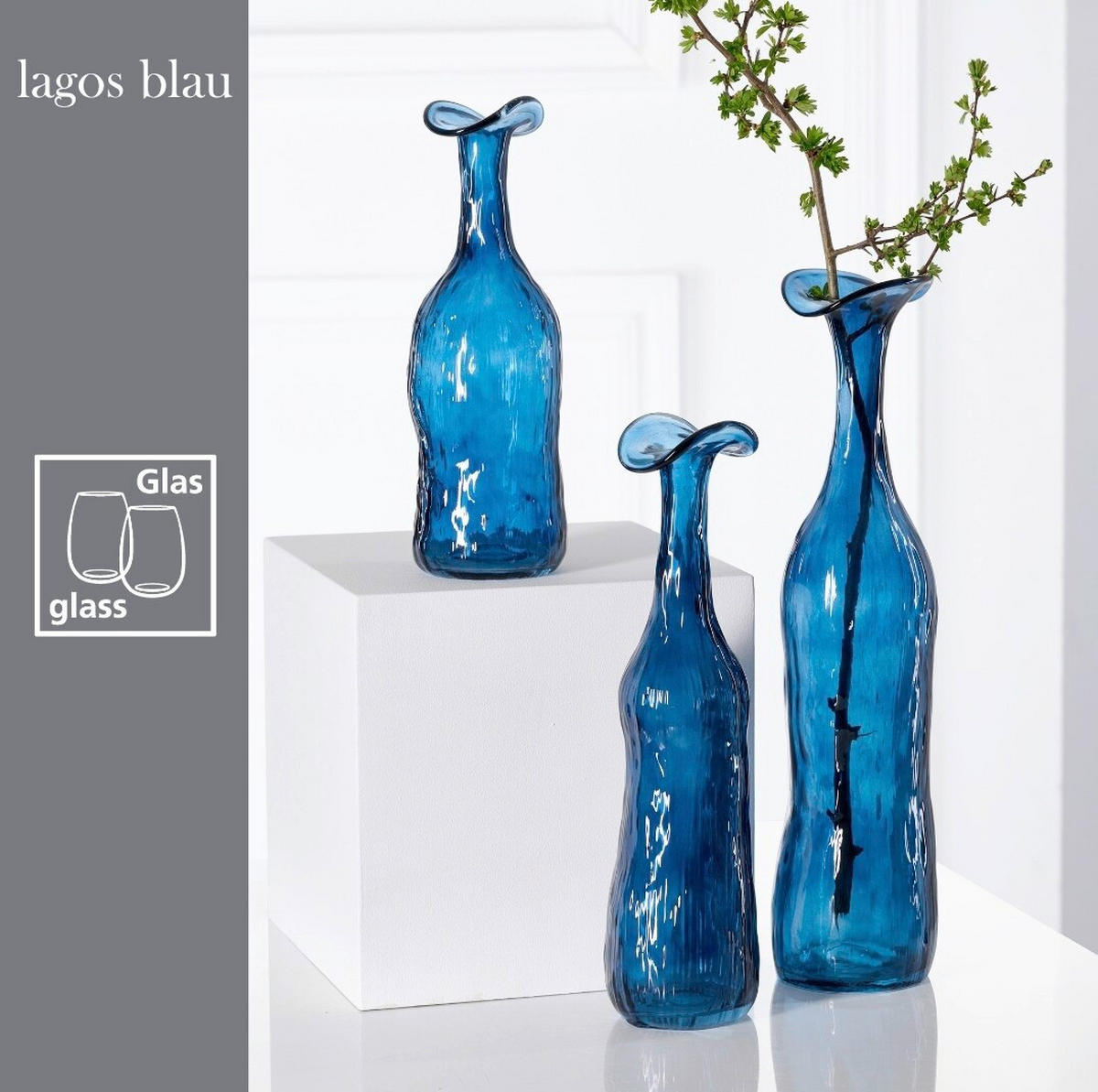 VASE Lagos blau 36,5 cm  - Blau, Trend, Glas (9,5/36,5cm) - Ritzenhoff Breker