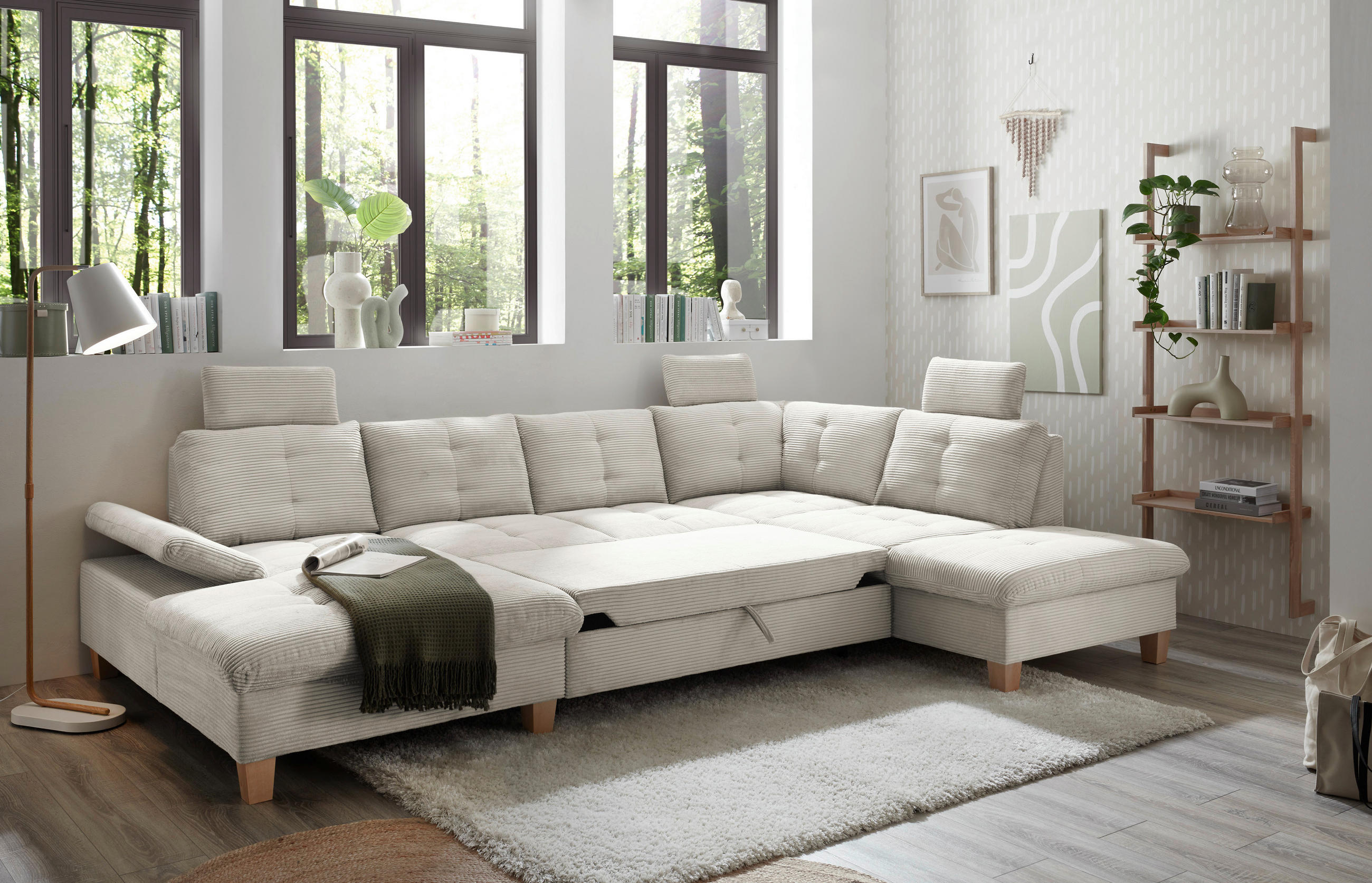 SOFFA i manchester beige  - beige/ekfärgad, Klassisk, trä/textil (170/324/220cm) - MID.YOU