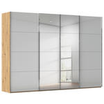 SCHWEBETÜRENSCHRANK  in Eiche Artisan, Seidengrau  - Chromfarben/Seidengrau, Design, Glas/Holzwerkstoff (316/235/68cm) - Novel