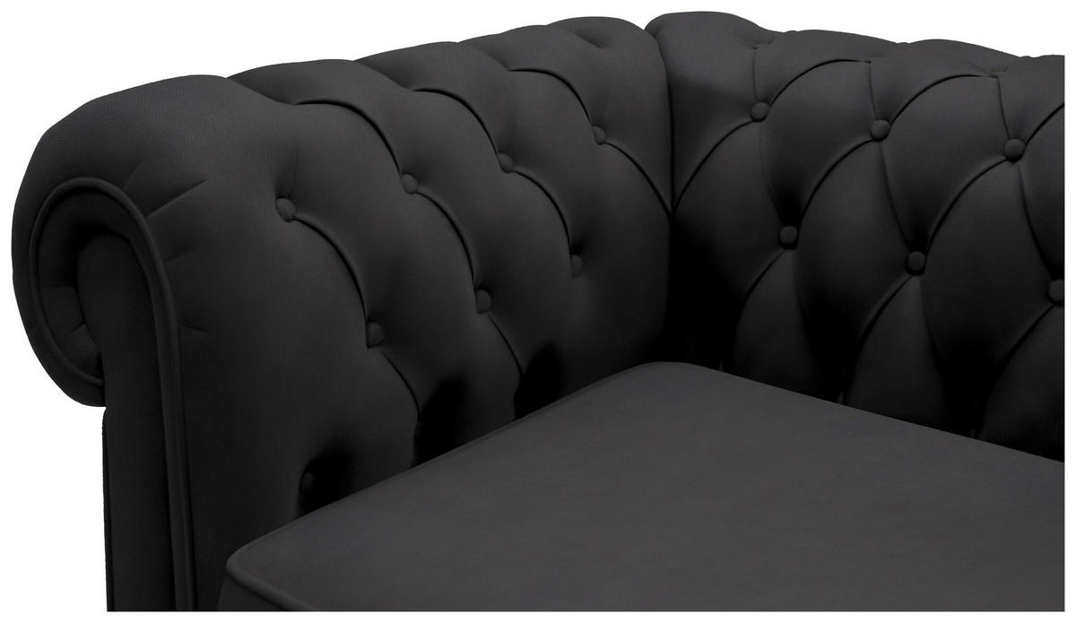 CHESTERFIELD-SOFA in Lederlook Schwarz  - Wengefarben/Schwarz, Lifestyle, Holz/Textil (206/76,5/96cm) - Landscape