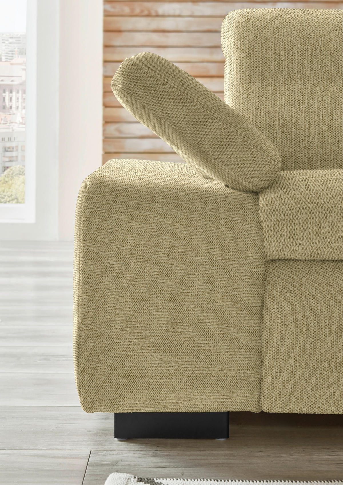 ECKSOFA in Flachgewebe Honig  - Schwarz/Honig, Design, Textil/Metall (297/174cm) - Beldomo Style