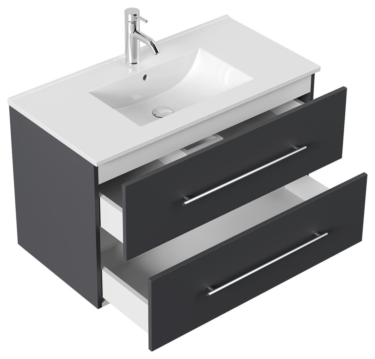 WASCHTISCHKOMBI 91 cm  - Graphitfarben/Weiß, Basics, Keramik/Holzwerkstoff (91cm) - MID.YOU