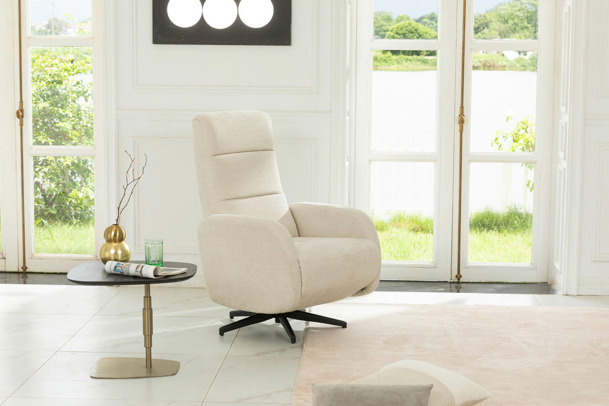 RELAXSESSEL Webstoff, Struktur    - Beige/Schwarz, MODERN, Textil/Metall (67/108/72/88/160cm) - MID.YOU