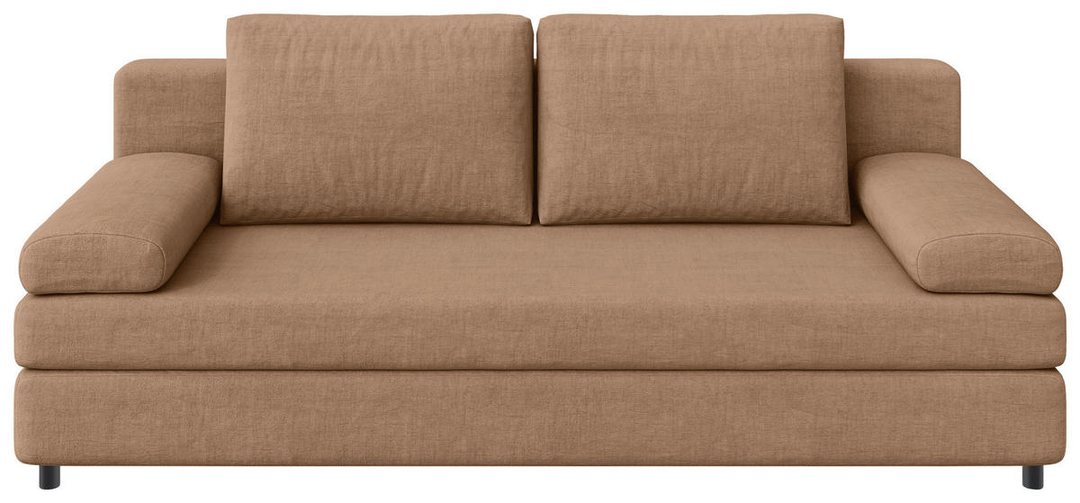 CANAPEA EXTENSIBILĂ textil caramel  - caramel/negru, Design, plastic/textil (200/88/87cm) - Ti'me