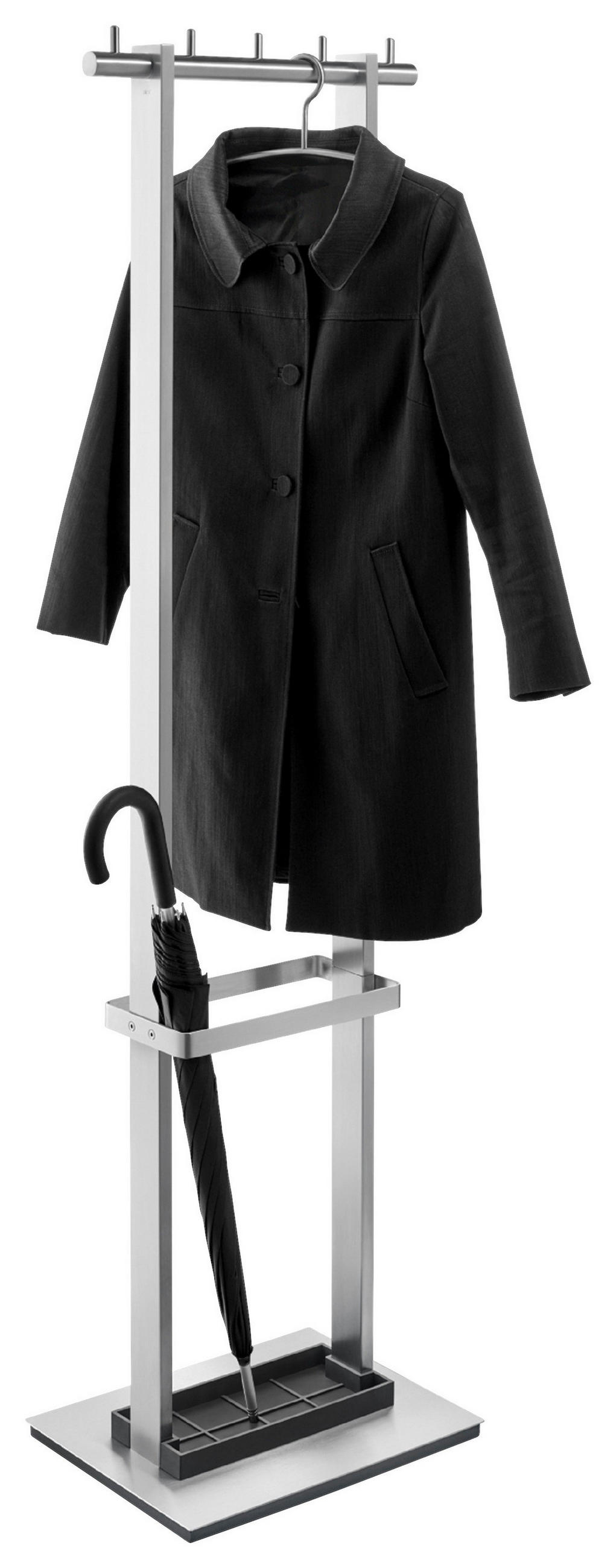 GARDEROBENSTÄNDER in Schwarz, Edelstahlfarben 49/170/34 cm   - Edelstahlfarben/Schwarz, MODERN, Metall (49/170/34cm) - Zack