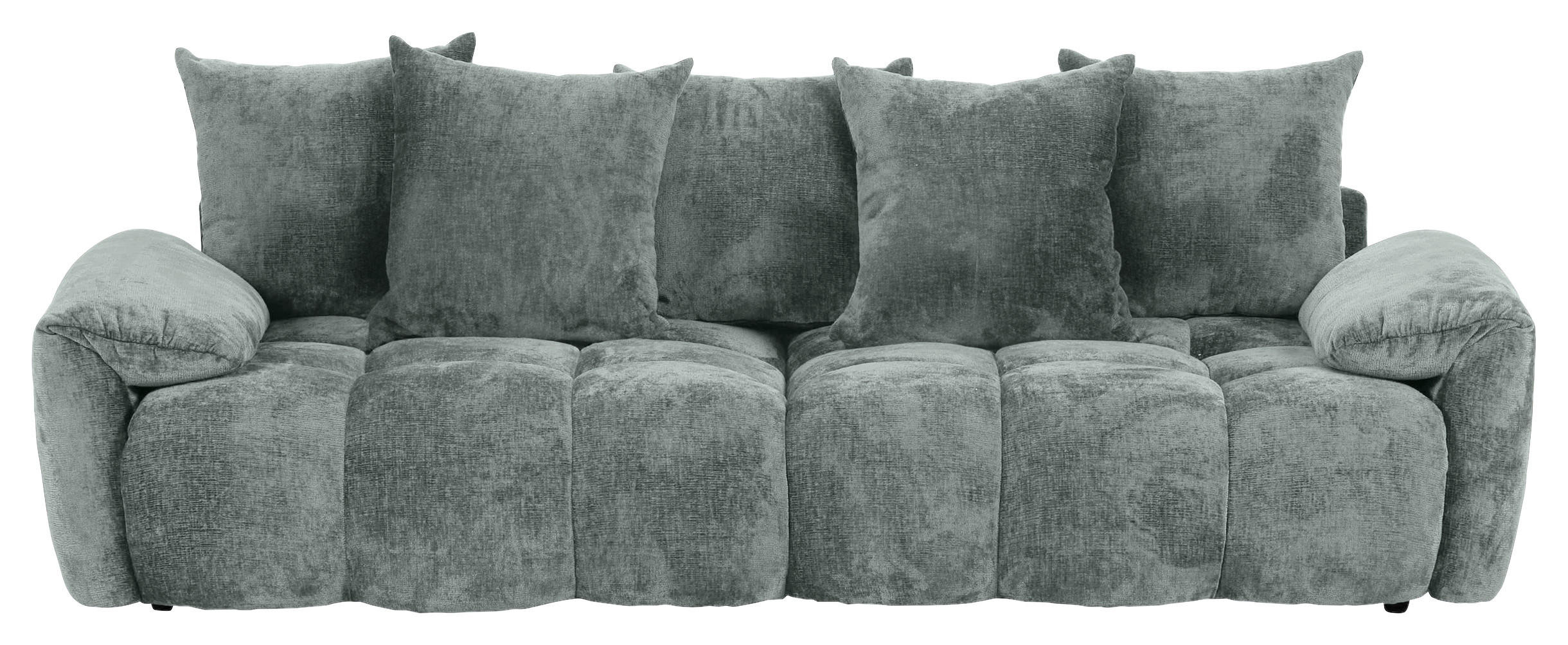 BIGSOFA Chenille Mintgrau  - Mintgrau/Schwarz, Design, Kunststoff/Textil (265/67/130cm) - home24
