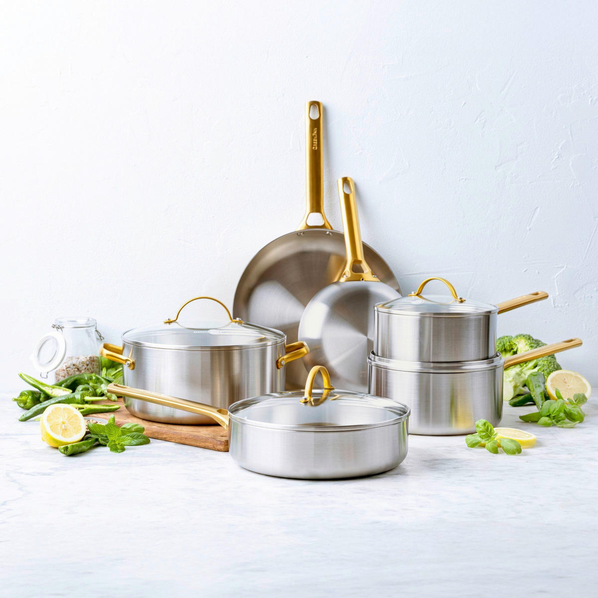 PFANNENSET Padova Reserve Edelstahl 2-teilig  - Edelstahlfarben/Goldfarben, Basics, Metall (20 + 28cm) - GreenPan