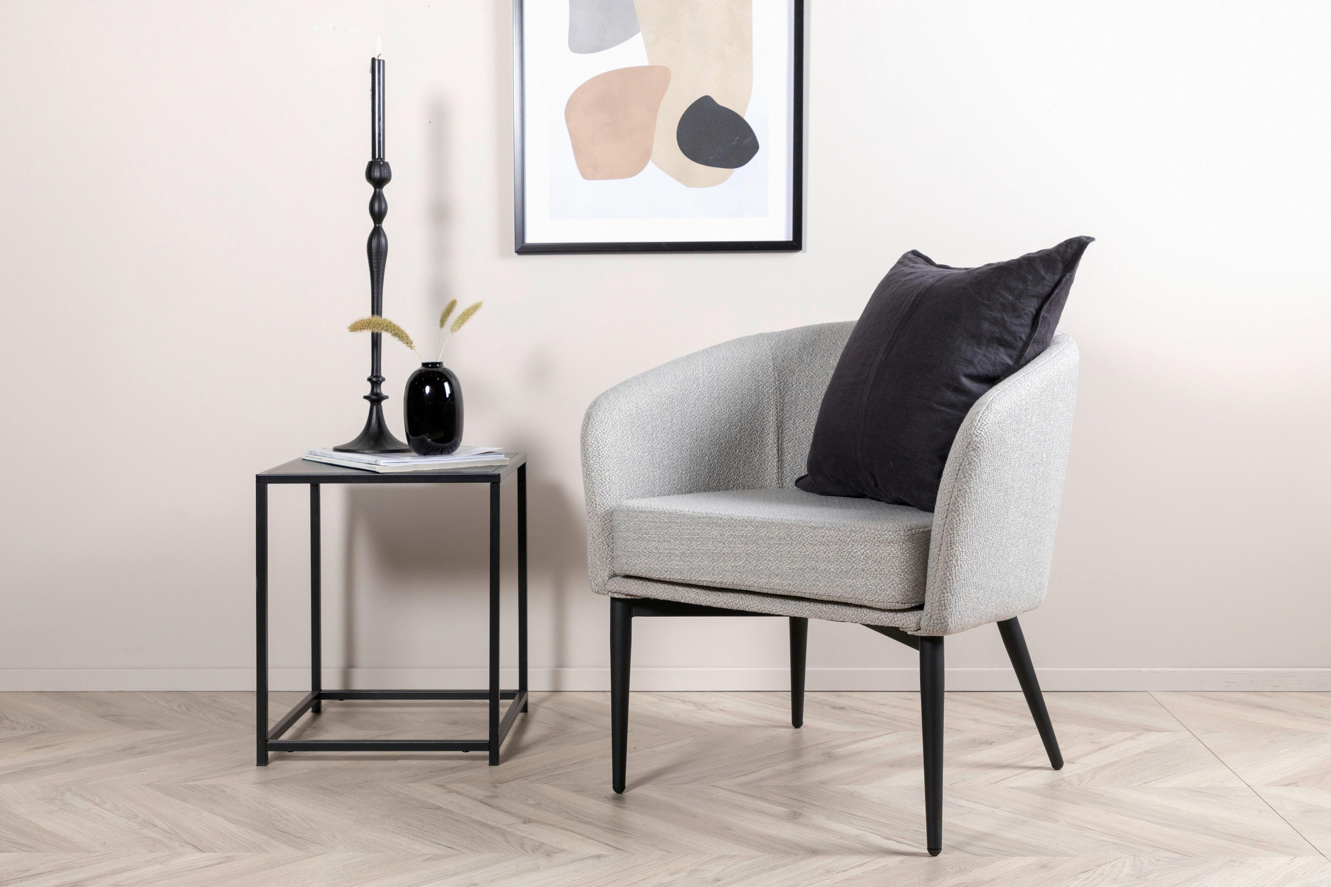 SESSEL in Textilgeflecht Grau, Schwarz  - Schwarz/Grau, Design, Textil/Metall (83/70/64cm) - Livetastic