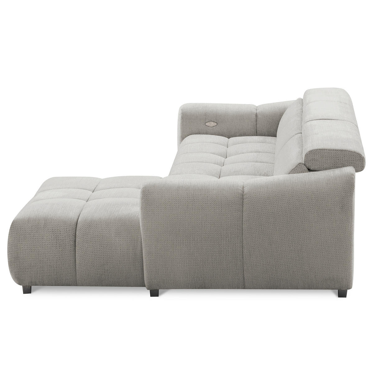 ECKSOFA  Webstoff Greige  - Greige/Schwarz, Design, Kunststoff/Textil (274/177cm) - Livetastic