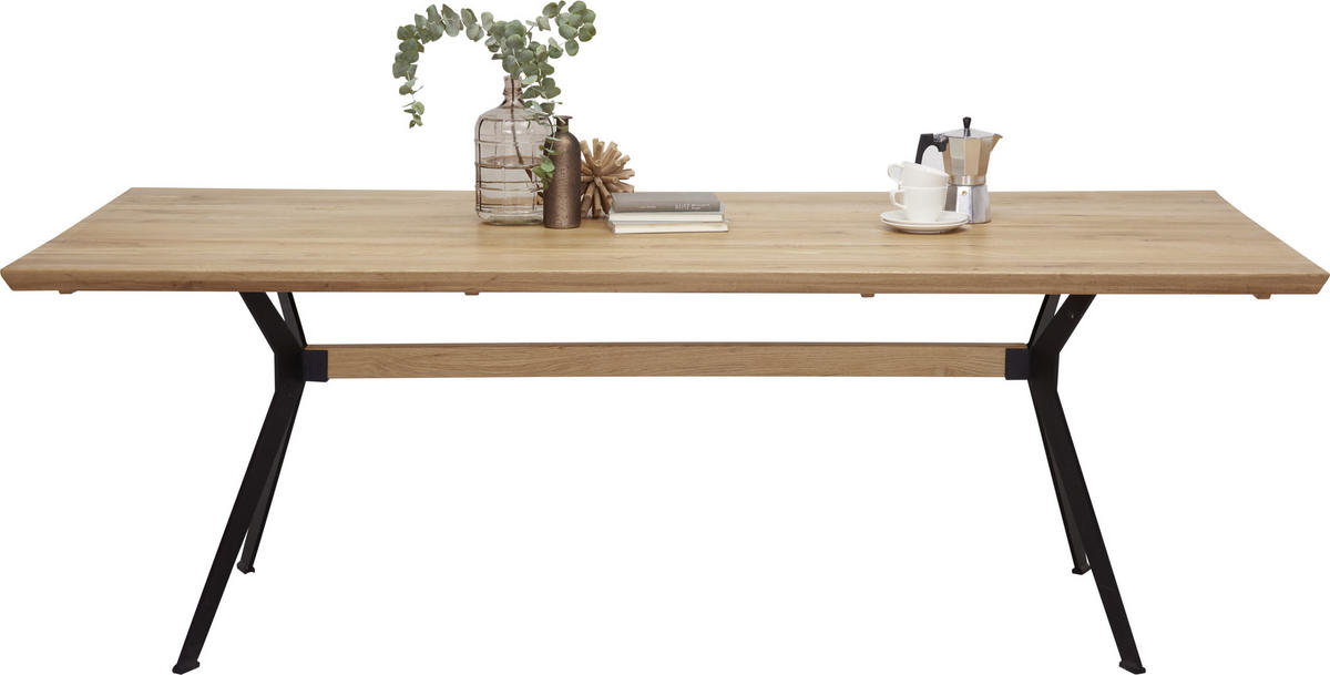 MATBORD i trä 220/100/76 cm   - svart/ekfärgad, Natur, metall/trä (220/100/76cm) - Linea Natura