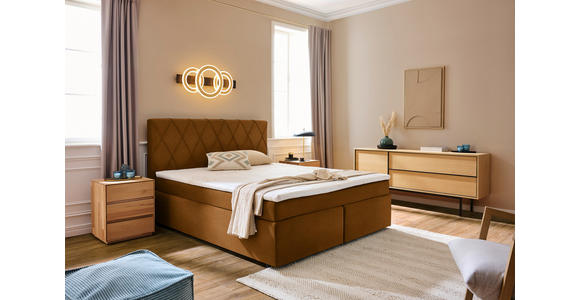 BOXSPRINGBETT 180/200 cm in Cognac - Cognac/Schwarz, Design, Kunststoff/Textil (180/200cm) - Xora