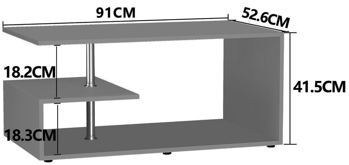 COUCHTISCH in Holzwerkstoff 91/53/42 cm  - Honigeiche/Weiss, Design, Holzwerkstoff/Kunststoff (91/53/42cm) - MID.YOU