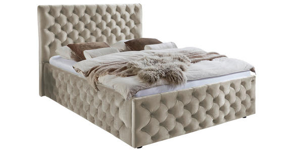 POLSTERBETT gepolstertes Kopfteil Beige 140/200 cm  - Beige/Schwarz, KONVENTIONELL, Kunststoff/Textil (140/200cm) - Carryhome