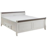 BETT 180/200 cm,  in Grau, Weiß, Bettschubladen,  - Weiß/Grau, ROMANTIK / LANDHAUS, Holz (180/200cm) - Boxxx