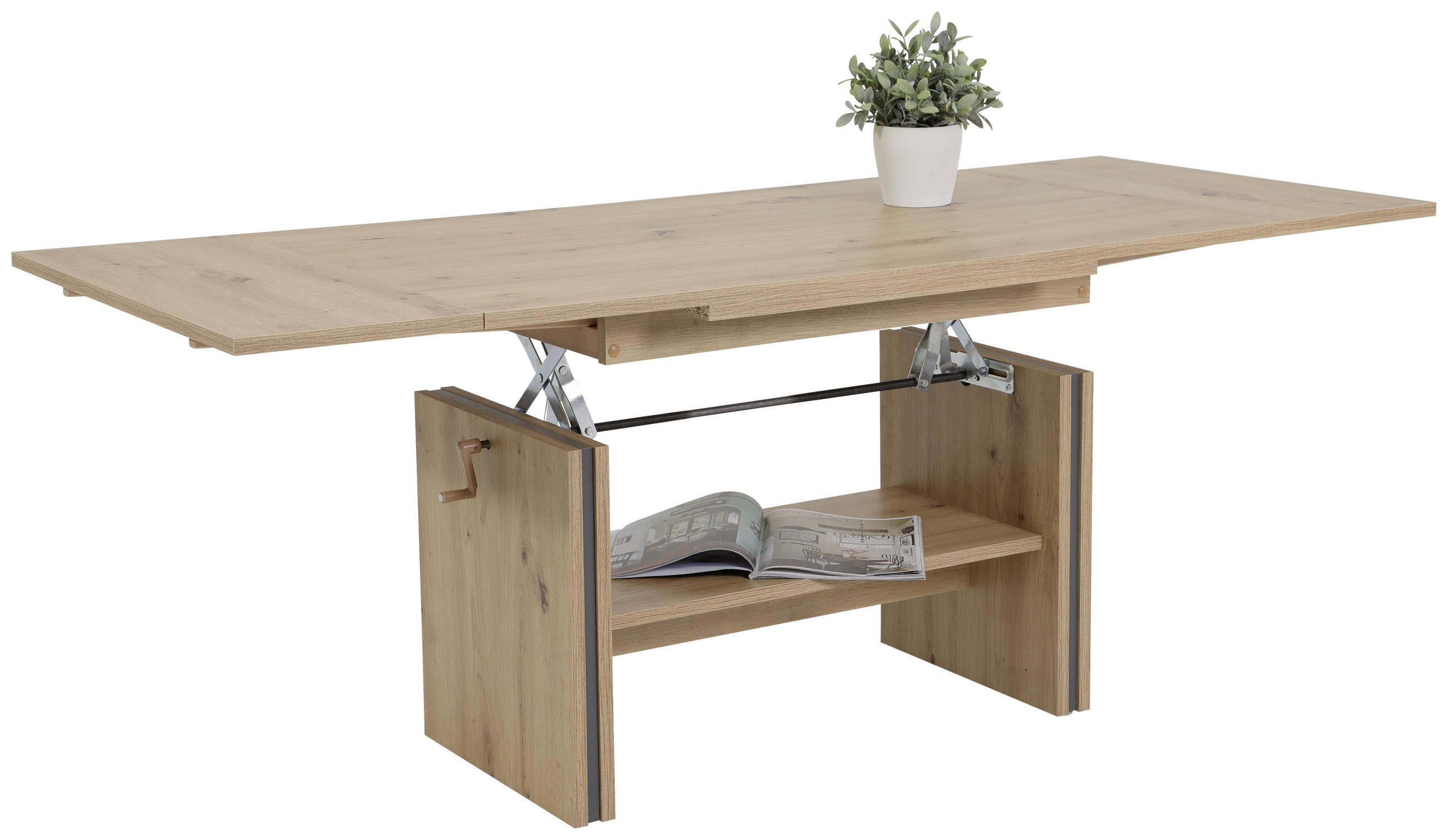 COUCHTISCH 110-165/67/56-66 cm rechteckig Eichefarben  - Eichefarben, MODERN, Holzwerkstoff (110-165/67/56-66cm) - MID.YOU