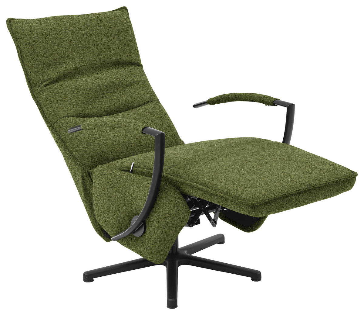 RELAXSESSEL in Textil Schwarz, Olivgrün  - Schwarz/Olivgrün, Design, Textil/Metall (66/110-114/84cm) - Moderano