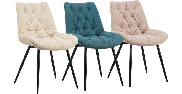 STUHL , Stoffauswahl , Feincord  - Schwarz/Naturfarben, Design, Textil/Metall (54/85/63cm) - Carryhome