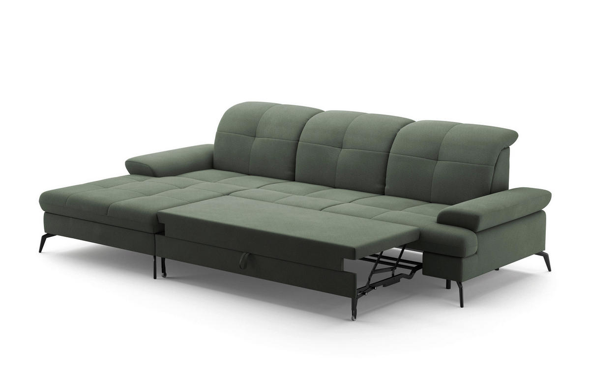 ECKSOFA in Flachgewebe Grün  - Schwarz/Grün, Konventionell, Textil/Metall (185/279cm) - Sit & More